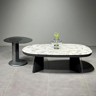 Roma Marble Oval Coffee Table Set